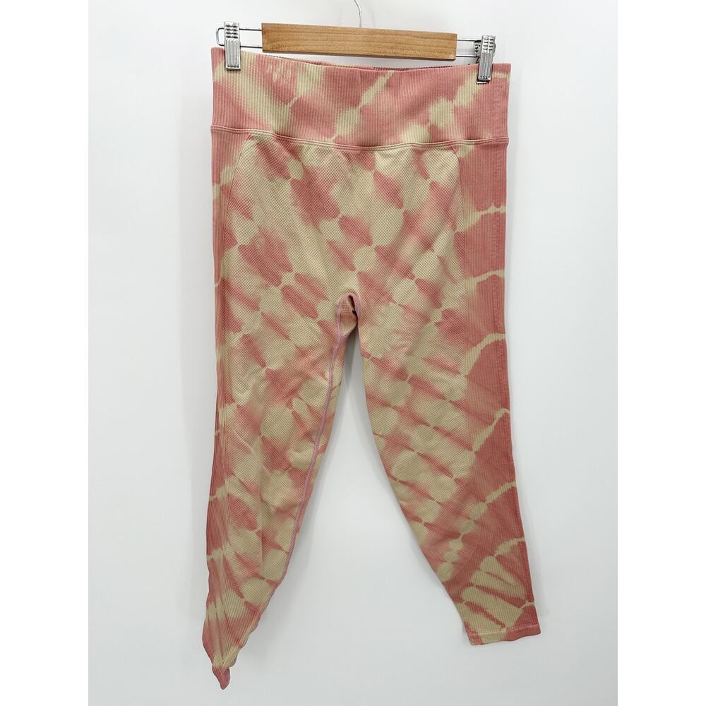 Victorias Secret PINK Active Leggings Womens XL Pink Tan Tie Dye High Waist